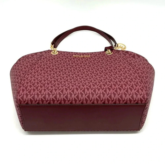 Michael Kors Large Jet Set Travel Chain Shoulder Bag Ruby Red - Picture 5 of 10